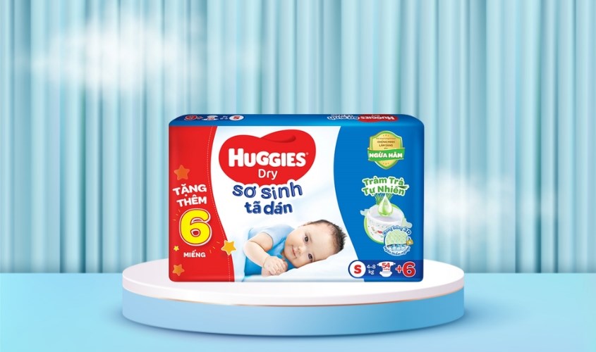 Tã dán Huggies Dry size S 60 miếng (4 - 8 kg)
