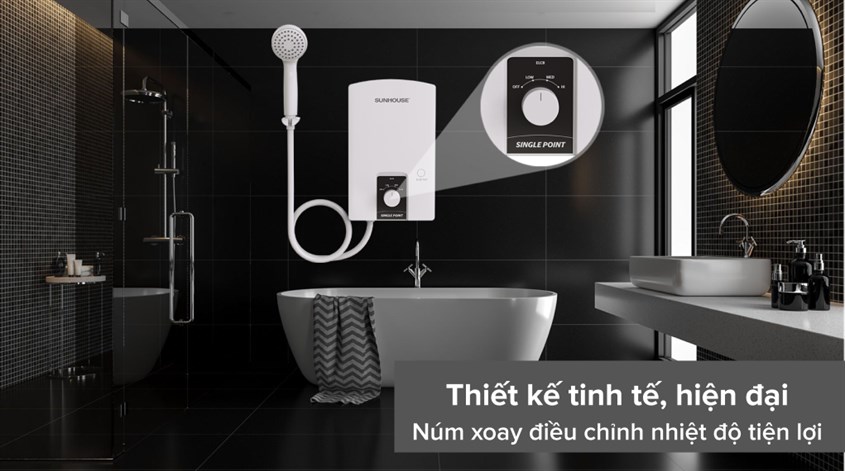 Máy nước nóng trực tiếp Sunhouse 4500W SHA-9452OP có nút vặn điều chỉnh vô cùng tiện lợi