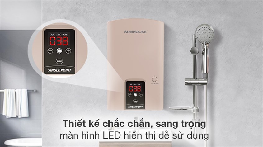 Máy nước nóng trực tiếp Sunhouse 4500W SHA-9453EP có mức giá gần 4 triệu đồng với mức công suất 4500W