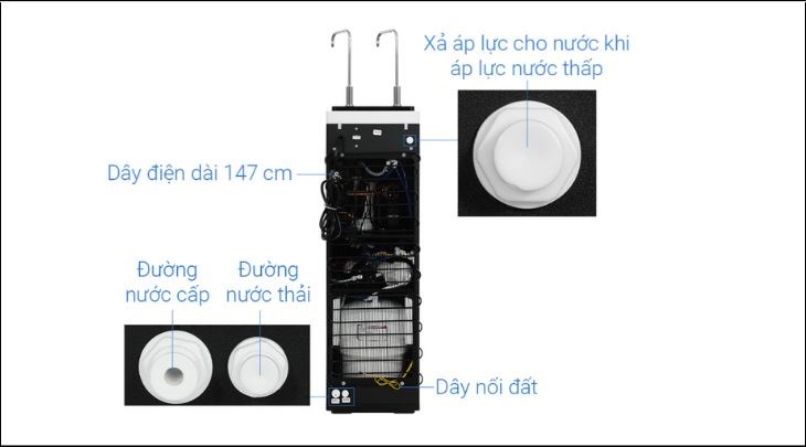 Máy lọc nước Mutosi Hydrogen Ion Kiềm MP-F081-HC4H5 KG có chế độ cút nối nhanh dễ dàng thay lõi