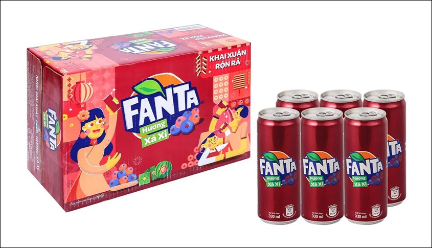 Thùng 24 lon nước giải khát Fanta vị xá xị 330 ml