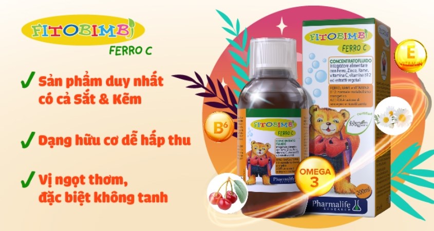 Siro Fitobimbi Ferro C bổ sung sắt, kẽm và vitamin C 200 ml