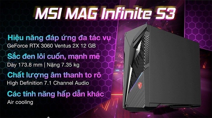 PC Gaming MSI MAG Infinite S3 12TC i5 12400F/16GB/512GB/12GB RTX3060/Win11 (251MYS)