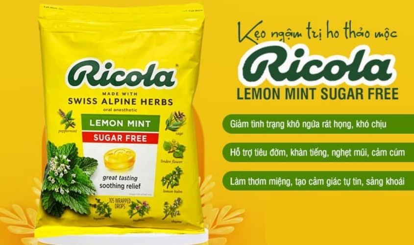 Kẹo ngậm ho không đường Ricola