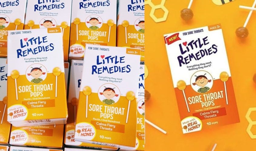 Kẹo mút ngậm hỗ trợ giảm ho Little Remedies Calms Fiery Throats 10 Pops