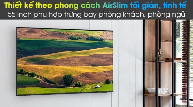 Smart Tivi Samsung 4K 55 inch UA55AU8100 được thiết kế theo phong cách AirSlim tối giản Smart Tivi Samsung 4K 55 inch UA55AU8100 được thiết kế theo phong cách AirSlim tối giản