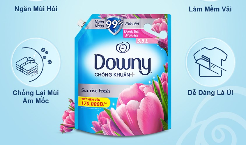 Nước xả Downy Chống Khuẩn hương nắng mai túi 3.5 lít