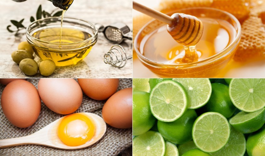  Dầu oliu với mật ong, lòng đỏ trứng gà và nước cốt chanh