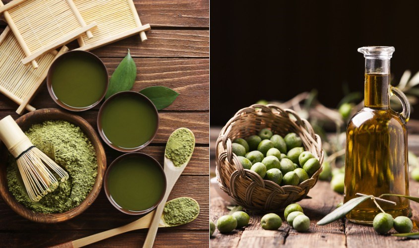 Dầu oliu kết hợp với trà xanh