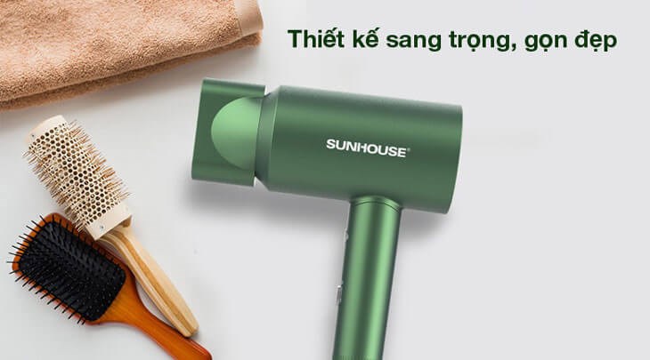 Máy sấy tóc 2000W Sunhouse SHD2315B sở hữu thiết kế đẹp mắt, nhỏ gọn