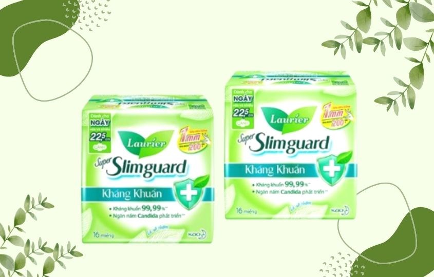 Băng vệ sinh ban ngày Laurier Super Slimguard Kháng Khuẩn siêu mỏng có cánh 16 miếng