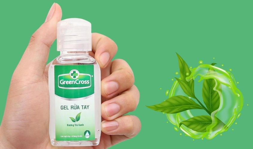 Gel rửa tay khô Green Cross kháng khuẩn chai 60 ml hương trà xanh