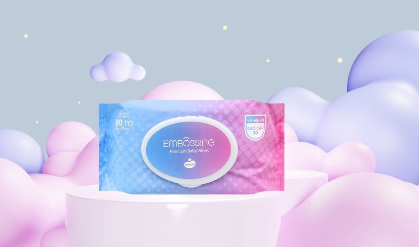 Khăn ướt Wesser dập nổi không mùi gói 80 miếng