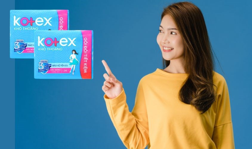Combo 2 băng vệ sinh ban ngày Kotex Khô Thoáng chống tràn có cánh 16 miếng/bịch
