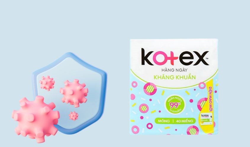 Băng vệ sinh hàng ngày Kotex Kháng Khuẩn mỏng không cánh 40 miếng