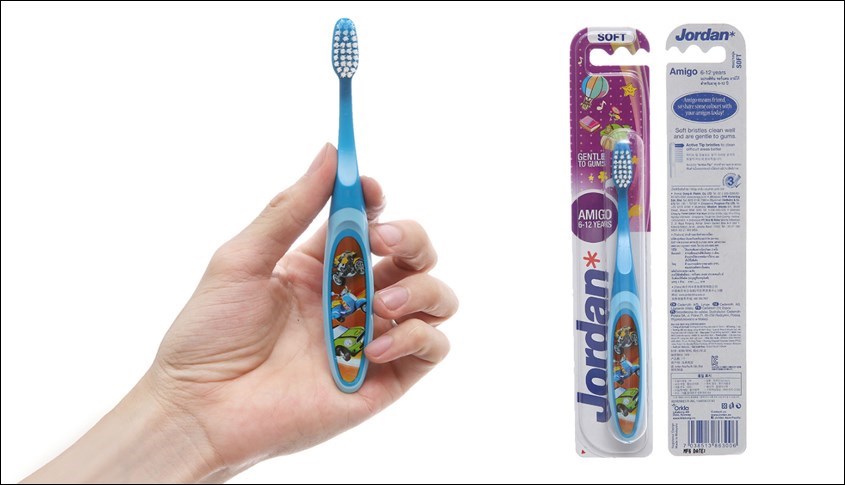 Bàn chải cho bé Jordan Amigo lông mềm (6 - 12 tuổi)