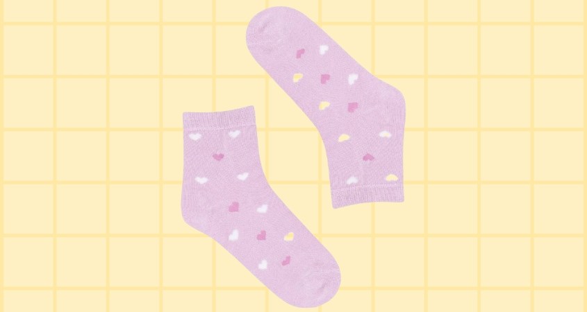 Tất cổ trung trái tim bé gái ONOFF màu tím