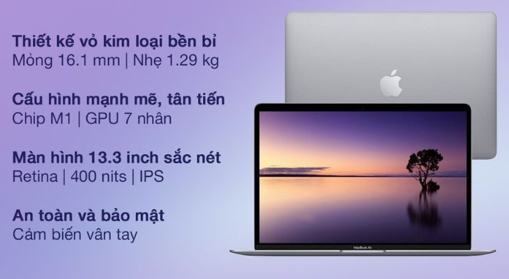Laptop Apple MacBook Air M1 2020 có cấu hình chip M1 mạnh mẽ
