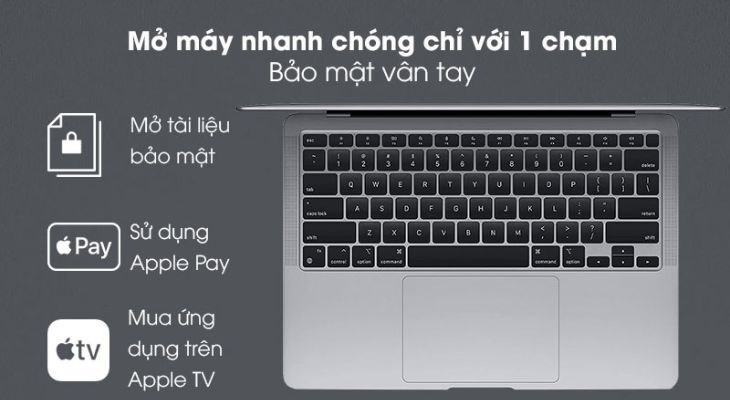 Laptop Apple MacBook Pro 16 M1 Pro 2021 có Touch ID nằm bên phải thanh 12 phím chức năng