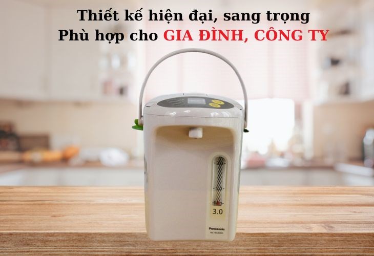 Bình thủy điện Panasonic có thiết kế hiện đại, màu sắc trang nhã