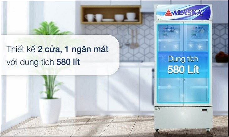 Tủ mát Alaska 580 lít SL 7C được thiết kế 2 cánh có dung tích lớn