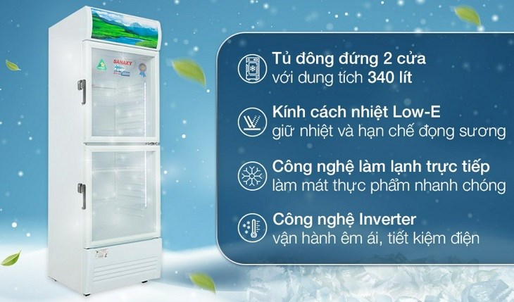 Tủ mát Sanaky Inverter 340 lít VH-408W3L có kiểu dáng hiện đại đến từ thương hiệu Sanaky uy tín trên thị trường