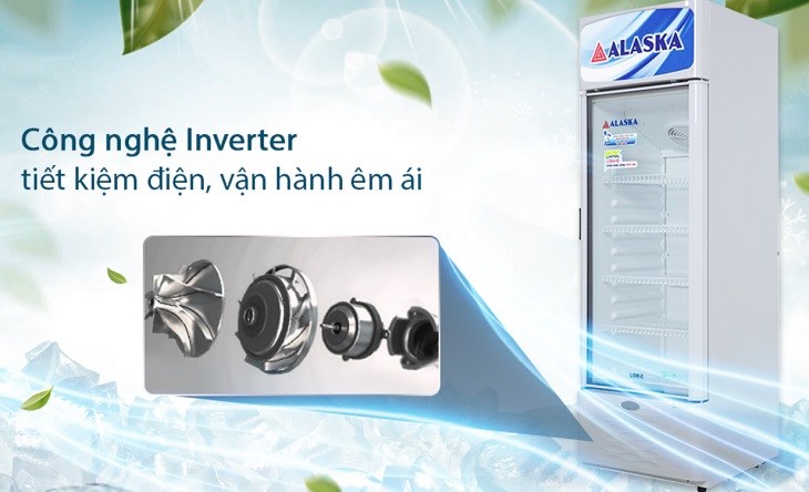 Tủ mát Alaska Inverter 300 lít LC 533HI trang bị công nghệ Inverter có khả năng tiết kiệm điện hiệu quả và vận hành êm ái 