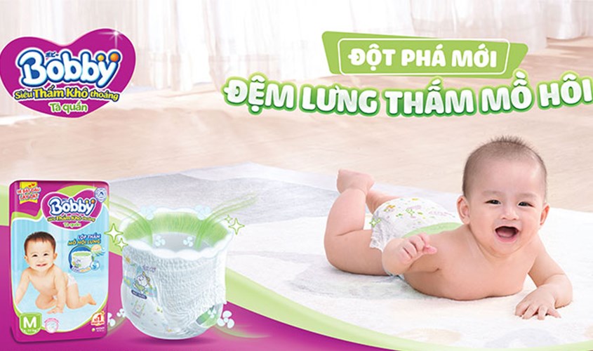 Tã quần Bobby size M 76 miếng (6 - 11 kg)