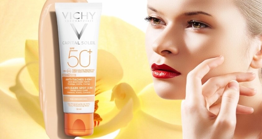 Kem chống nắng dưỡng da 3 trong 1 có màu Vichy Capital Soleil SPF 50+ PA++++ 50 ml
