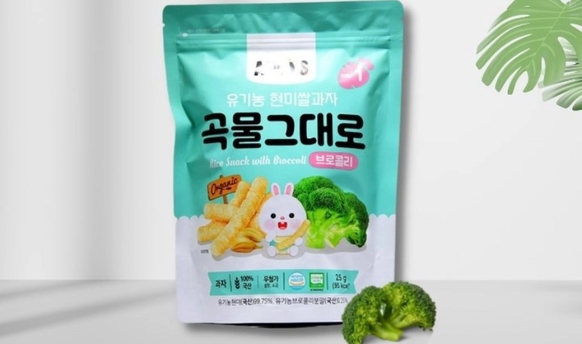 Bánh gạo lứt hữu cơ Alvins vị bông cải xanh gói 25 g (từ 6 tháng)