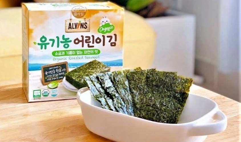 Hộp 10 gói snack rong biển hữu cơ tách muối vị truyền thống Alvins 1.5g (từ 6 tháng)