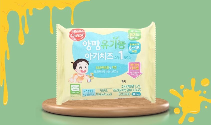 Phô mai hữu cơ tách muối Seoul Milk Step số 1 gói 10 lát 180g Phô mai hữu cơ tách muối Seoul Milk Step số 1 gói 10 lát 180g