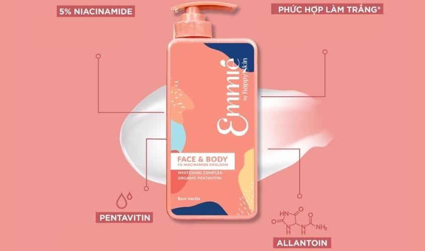 Kem dưỡng trắng toàn thân 5% Niacinamide Emmié Face & Body Emulsion 250g