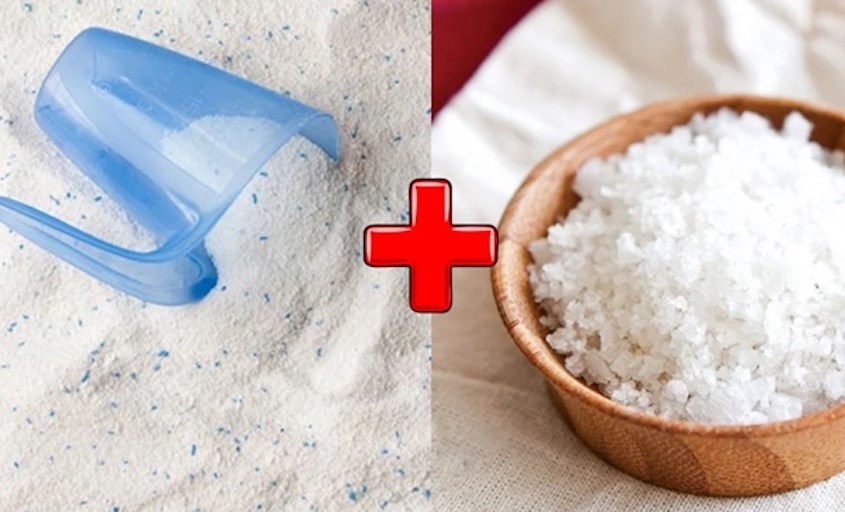 Kết hợp muối và bột giặt để giặt sạch khăn mặt