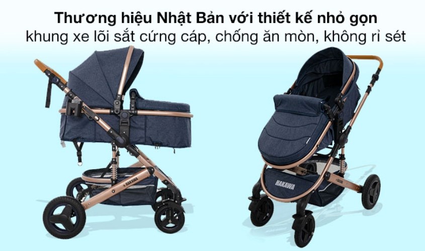 Xe đẩy cho bé HAKAWA HK-B02 (0 - 3 tuổi) - Màu xanh dương có thiết kế sang trọng, thời trang