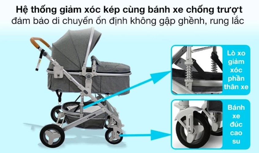 Xe đẩy cho bé HAKAWA HK-B02 (0 - 3 tuổi) - Màu xám