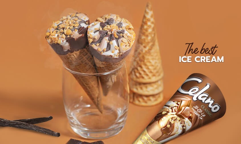 Kem ốc quế socola, vani Celano Classic 66g