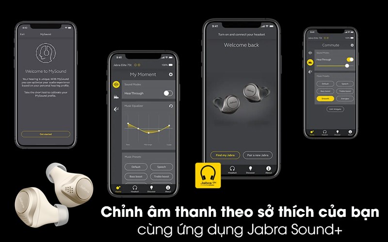 Người dùng có thể điều chỉnh chế độ âm thanh thông qua ứng dụng Jabra Sound+ 