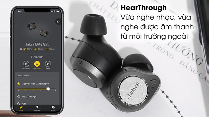 Chế độ HearThrough được trang bị trên tai nghe Jabra giúp người nghe nhận biết thêm những âm thanh xung quanh khi cần thiết