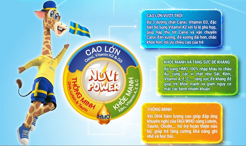 Sữa Nuvi giúp bé tăng chiều cao vượt trội