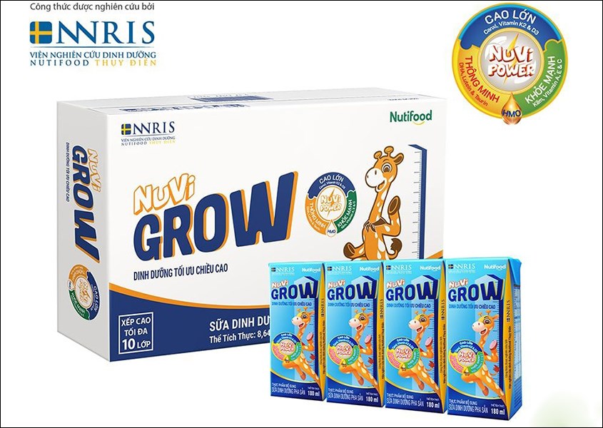 Thùng 48 hộp sữa pha sẵn Nutifood NuVi Grow 180 ml