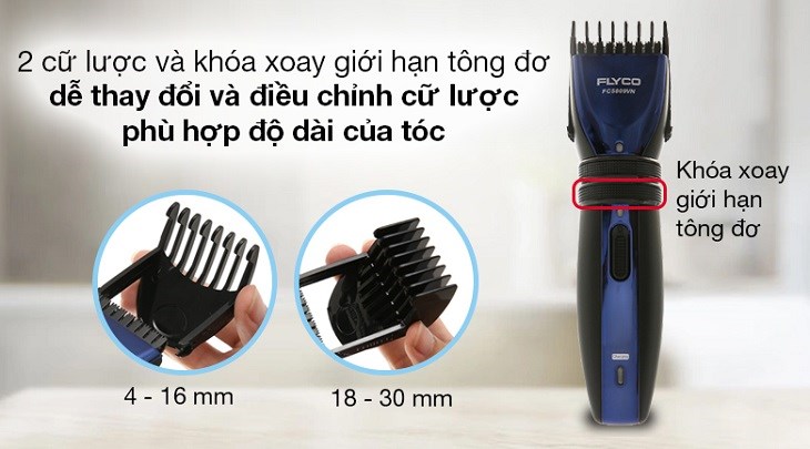 Tông đơ cắt tóc pin sạc Flyco FC5809