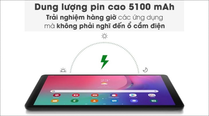 Samsung Tab A8 sở hữu dung lượng pin khủng, cùng khả năng sạc nhanh