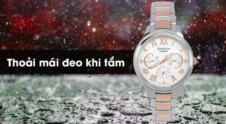 Đồng hồ SHEEN CASIO 36 mm Nữ SHE-3058SG-7AUDR cho khả năng chống nước 5 ATM
