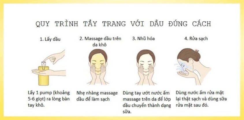 Các bước tẩy trang bằng dầu tẩy trang
