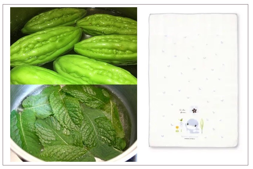 Dùng nước lá khổ qua với khăn xô Baby Kuku để trị hăm cho bé