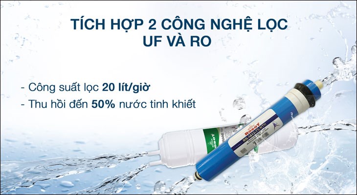 Máy lọc nước công nghệ UF có khả năng tối ưu hóa khả năng phân tách cặn bẩn, hóa chất ra khỏi nước