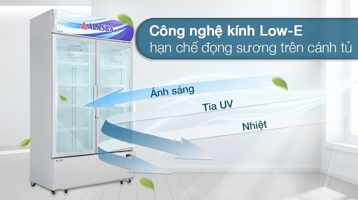 công nghệ kính low-e tủ mát alaska 2 cửa