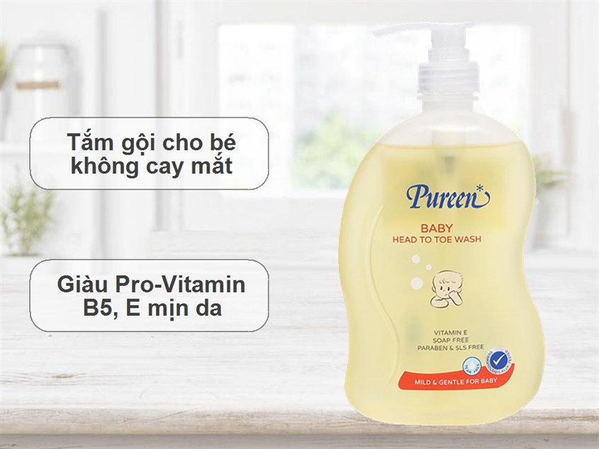 Sữa tắm gội cho bé Pureen Pro Vitamin B5 & Vitamin E hương dịu nhẹ 750 ml (mọi độ tuổi)
