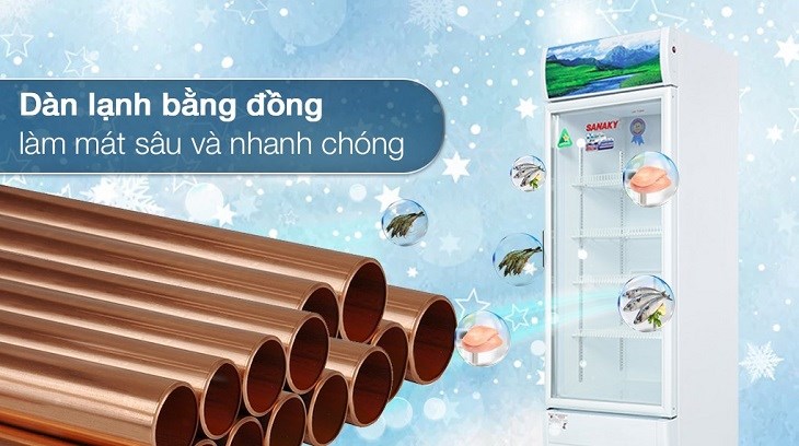 dàn lạnh bằng đồng tủ mát Sanaky Inverter 350 lit VH-3589K3